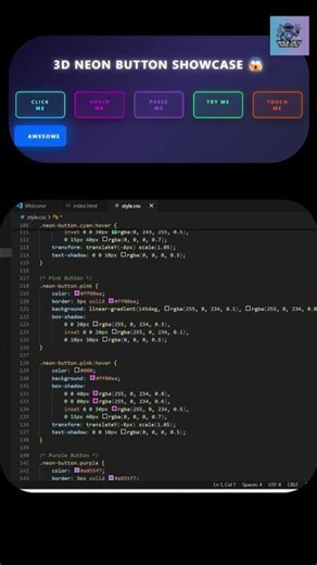 I Built a 3D Neon Button Using Only HTML & CSS 😱 #ai #coding #shortsfeed
