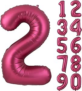 Number 2 Balloons 40 Inch Wine Red Burgundy Foil Number Balloon 2 | Wine Red Foil Helium Large Balloons Birthday Party Anniversary Decorations Digital 2 Balloon