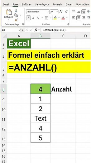 ANZAHL Formel in Excel einfach erklärt - Zählt alle numerischen Werte