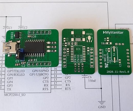 USB to UART (RS232/Serial) Converter, MCP2200