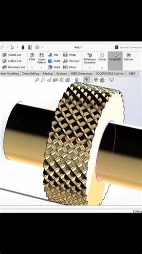 Diamond Knurling On Round Surface In Solidworks ||3D Design 💫