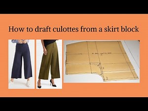How to draft culottes pattern from a basic skirt block.