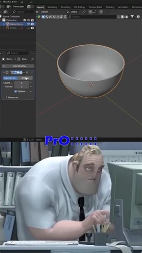 Noob 🆚 Pro: Bowl Make, Screw modifier, solidly modifer #blender #b3d #artist #shorts #tutorial