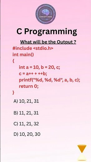 C Programming MCQ 🔥| Pre vs Post Increment in C 😱 | a++ vs ++b MCQ