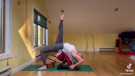 9.1K views · 283 reactions | Viparita dandasana variations using an inverted chair. Supports and lifts the back body making is accessible to many practitioners. | Essentialyoga Studio | Facebook