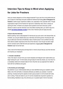 Interview Tips to Keep in Mind when Applying  for Jobs for Freshers