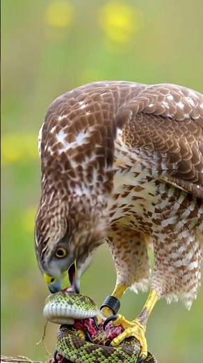 Hawk vs Snake: Intense Feeding Behavior Captured in Stunning Close-Up