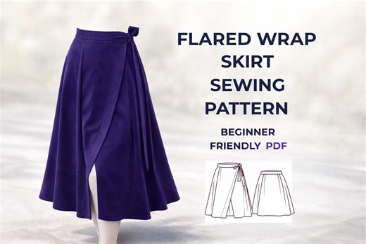 70s Flared Wrap Skirt Pattern | Plus Size Retro Midi, Beginner Friendly (PDF) - Etsy