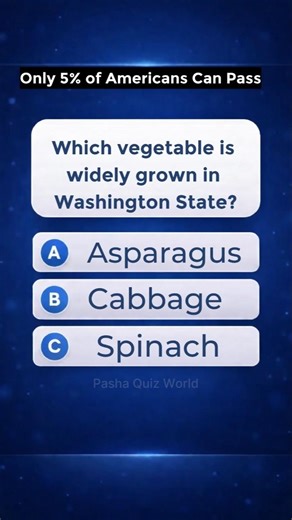 Which vegetable is widely grown in Washington State❓| Pasha Quiz World #quiztime #gkquiz
