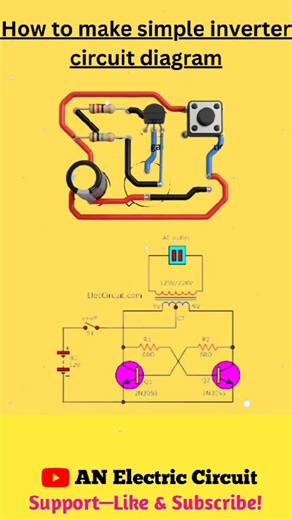 How To Make Simple Inverter Circuit Diagram | #shortsfeed #electroniccircuit #shorts