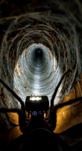 Ogre-Faced Spider POV: Micro Camera Explores Jungle Floor Silk Retreats