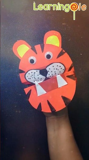 Create a Cute Tiger Hand Puppet - Easy and Fun Art & Craft for Kids #shorts