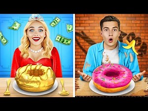 RICH vs BROKE FOOD Challenge | Funny Rich vs Poor Meals Battle for 24 Hours by RATATA CHALLENGE