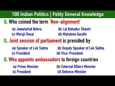100 Indian Politics | Polity General Knowledge Questions and Answers | Indian Politics GK