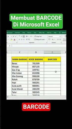 Tutorial Cara membuat Barcode kode barang di Microsoft Excel #exceltips #excel #exceltipsexcel