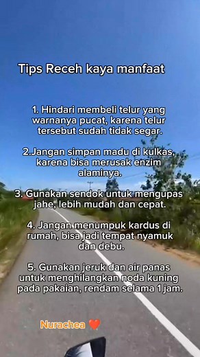 Tips kecil, manfaat besar jangan remehkan hal-hal sederhana, bisa jadi solusi besar untuk kehidupan sehari-hari. #TipsSehariHari #HidupLebihBaik | Nur Achea