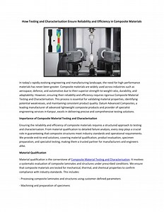 How Testing and Characterisation Ensure Reliability and Efficiency in Composite Materials - SlideServe
