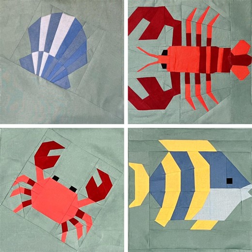 Sea Life Quilt Blocks: FPP Nautical Patterns (digital Download) - Etsy UK
