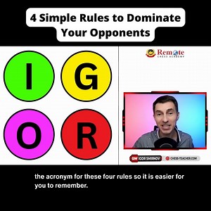 36K views · 428 reactions | New Video Out! In this video, GM Igor Smirnov shares 4 powerful rules to help you master the middlegame. These rules follow the acronym IGOR (his name), making them easy to remember and apply in your games. #chess #chesslessons #chesslife | Remote Chess Academy | Facebook