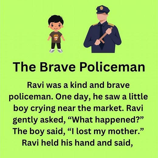 The Brave Policeman – Short Story for Kids | 75 Words Moral Story | Police Helping Story #abcforkids