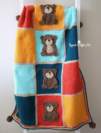 Crochet Teddy Bear Blanket - Repeat Crafter Me