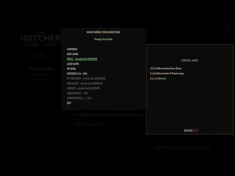 The Witcher 3 Mod "Menu Organizer" v3.0.0 demo
