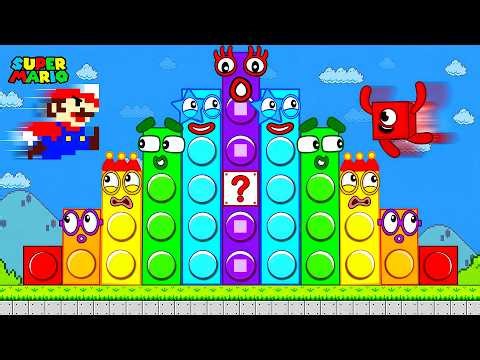 Mario and Numberblocks 1: THE SECRET Giant Numberblocks Mix Level Up Maze | Game Animation
