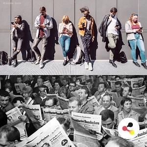 📰📺 Media consumption has changed a lot and is ever-changing. Join us on a journey through time to see where Germans used to get their news and entertainment from — and how things are now. 🔜📲 ❓ What media do you use to stay up to date on current issues? | Deutschland.de