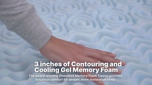 GhostBed 3 Inch Cooling Gel Memory Foam Mattress Topper - Waterproof Cover, Protector, Made in USA - Memory Foam Mattress Cover Twin