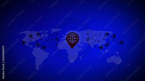 word 'GIS' represents mapping, planning, decision-making, spatial data integration, visualization, and management in modern business operations, strategies. Digital of a world map with location pins