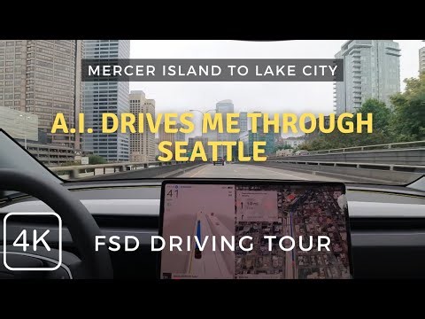 Watch the Tesla Drive Itself From Mercer Island to Lake City | Full Self-Driving | Seattle, WA