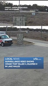 NEW VIDEO: Surveillance video showed the crash that killed four and injured eight in Lake Wales. https://www.wfla.com/news/polk-county/sheriffs-office-releases-more-details-after-4-killed-8-hurt-in-polk-county-5-car-crash/ | WFLA News Channel 8