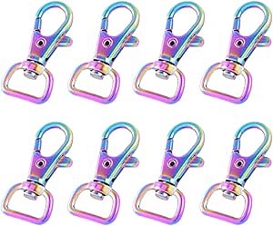 Rainbow Swivel Clasp Lanyard Snap Hook Lobster Claw Clasp 1/2” Key Chain Base Keys Webbing Clips Bag Purse Hardware for DIY Sewing Craft Jewelry Findings 20pcs (Rainbow)