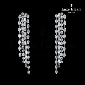 Lab Grown Diamond Dangle Earrings: 14K Gold Bridal Statement - Etsy