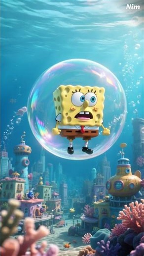 SpongeBob flying in the sky