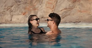 Happy Couple Cuddling Swimming Pool Romantic Stock Footage Video (100% Royalty-free) 3443020747 | Shutterstock