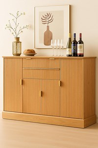 58" Modern Rustic Buffet Cabinet With Adjustable Shelves, Natural Wood Coffee Bar With Drawers and 4 Doors for Kitchen & Living Room - Etsy Canada