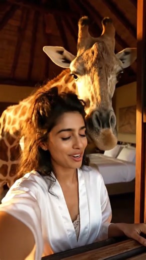 Waking up with giraffes at my window #Shorts #Giraffe #Wildlife #Travel #Nature