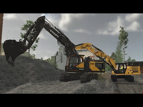 LS25 Baustelle #7 | Rückbau der unterirdischen Gräben mit zwei Baggern | Landwirtschafts Sim 25