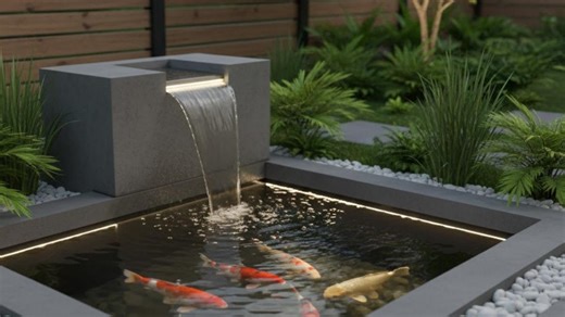 6 Inspirasi Desain Kolam Ikan Minimalis dengan Air Terjun Mini di Sudut Taman, Unik dan Indah