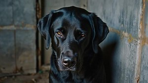 Download Black labrador dog sad for free