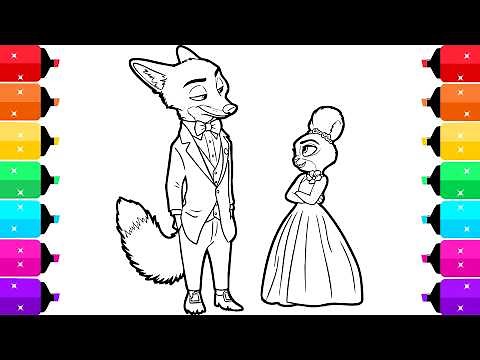 Zootopia 2 Coloring Pages - Lets Color Nick Wilde and Judy Hopps
