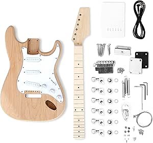 The FretWire ST-Style DIY Electric Guitar Kit - DIY Build Your Own Guitar, Guitar Setup Kit, DIY guitar Kit for Beginners and Professionals (Alder & Maple)