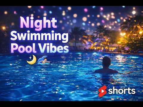 Night Swimming Pool Vibes 🌙🏊 | Relaxing Water & Music #shorts