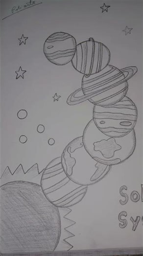 solar system drawing| science cover decoration ideas| solar system pencil art | how draw solarsystem