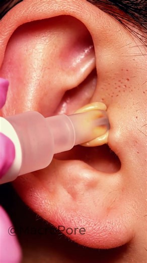 Extreme Macro Ear Pore Extraction 🤯 | Vacuum ASMR #macro #asmr #pimple