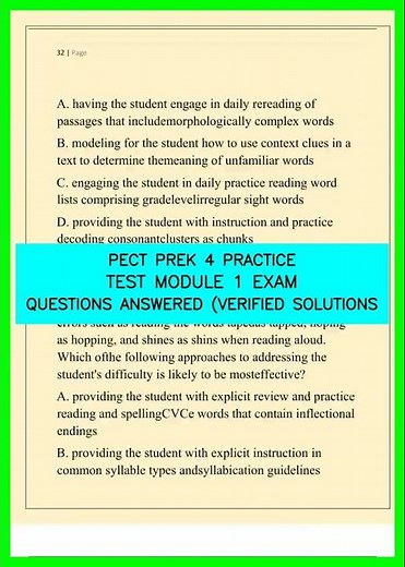 PECT PREK 4 PRACTICE TEST MODULE 1 EXAM QUESTIONS ANSWERED VERIFIED SOLUTIONS video