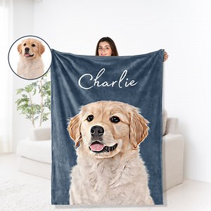 Custom Pet Blanket Using Pet Photo   Name Custom Dog Portrait Blanket Personalized Dog Blankets Cat Picture Blanket Pet Photo Dog Dad Gift - Etsy