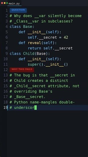 This Bug Is In Your Code: Why does __var silently become _Class__var in subclasses?