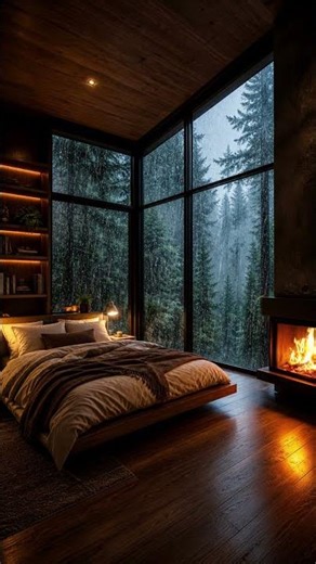 Heavy Rain ASMR in a Cozy Forest Cabin 🌧️🔥 | Deep Sleep in 60s#rain #deepsleep #asmrrain